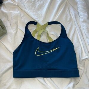 Nike Blue and Yellow Racerback Sports Bra